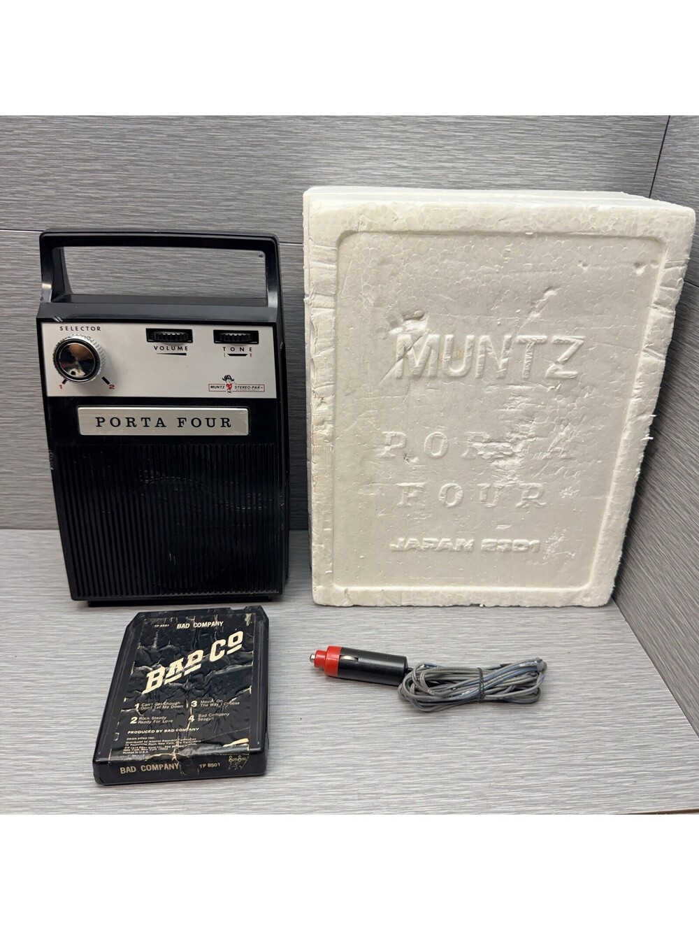Vintage Muntz Stereo 4 Track Porta Four In Box Untested With 12 Volt Adapter